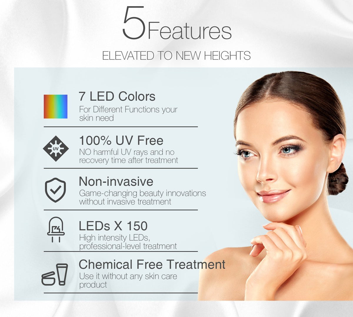 7 Colour LED Beauty Repair Face & Neck Mask - Skin Brightening, Acne, Wrinkles