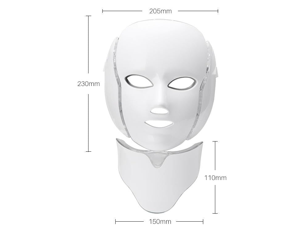 7 Colour LED Beauty Repair Face & Neck Mask - Skin Brightening, Acne, Wrinkles