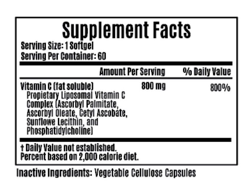Liposomal 800mg Vitamin C Softgel - 60
