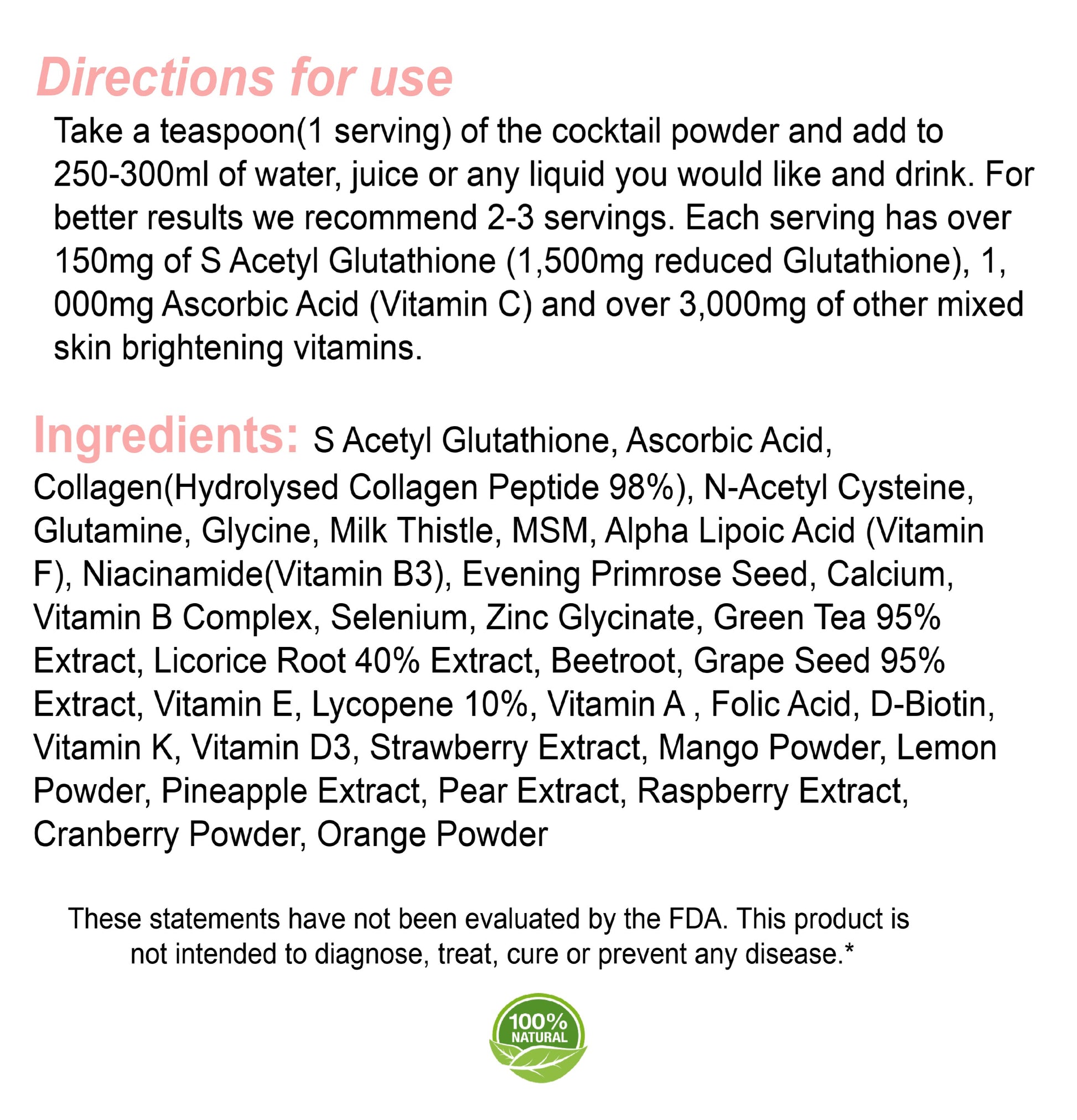 S Acetyl Glutathione Cocktail Powder