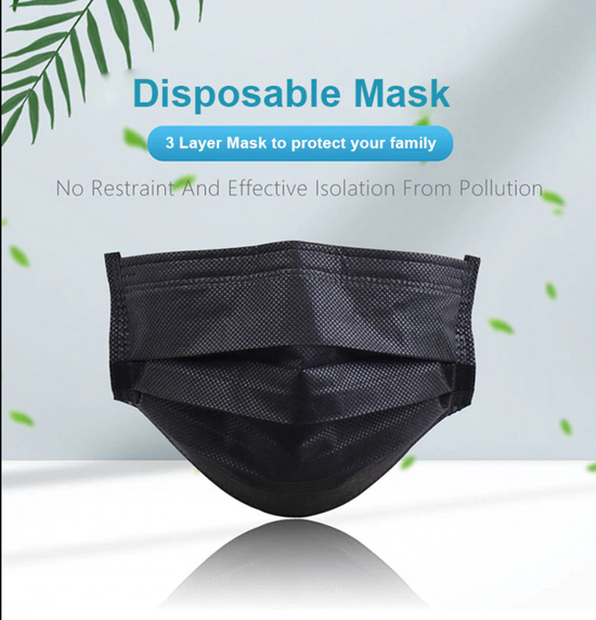Load image into Gallery viewer, Disposable 3 Ply Face Mask (Black)
